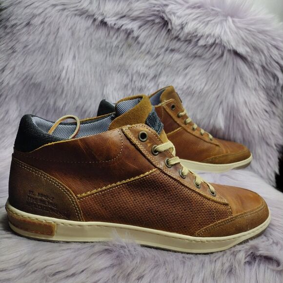 BullBoxer Laytone Low Top Leather Chukka Sneaker Mens Sz 9 Brown Made Portugal - Picture 2 of 8